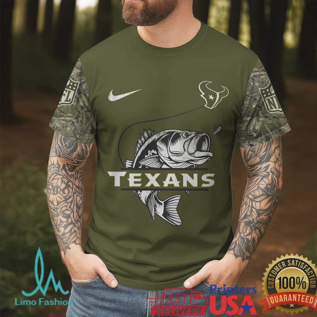 Houston Texans Bass Fishing Camo Performance T Shirt NFL Fisherman Apparel