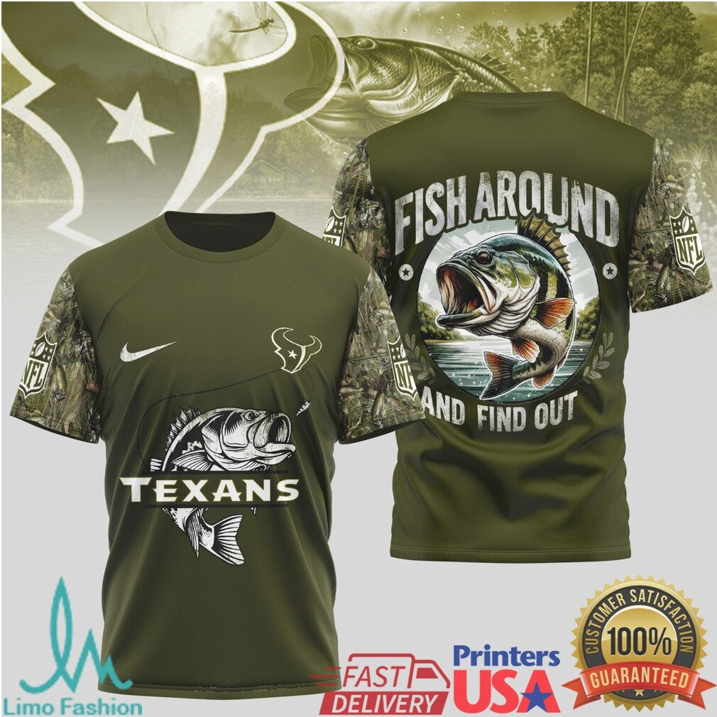 Houston Texans Bass Fishing Camo Performance T Shirt NFL Fisherman Apparel