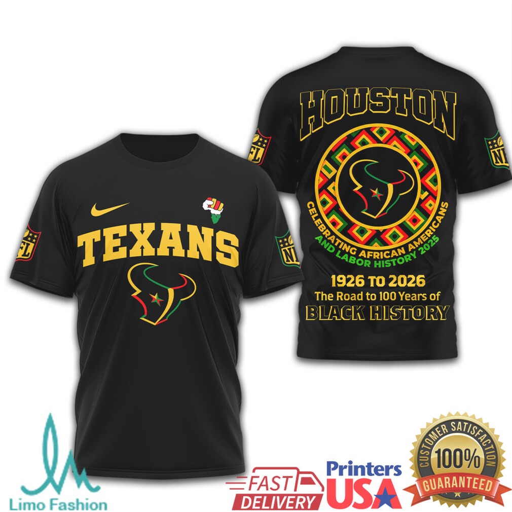 Houston Texans Black History Month T Shirt Road to 100 Years Graphic Tee - Limotees LLC