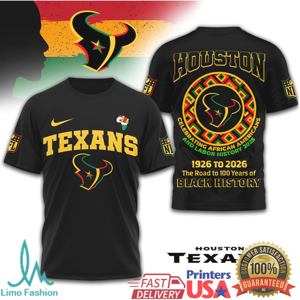 Houston Texans Black History Month T Shirt Road to 100 Years Graphic Tee - Limotees LLC