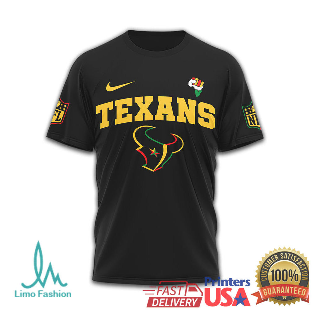 Houston Texans Black History Month T Shirt Road to 100 Years Graphic Tee - Limotees LLC