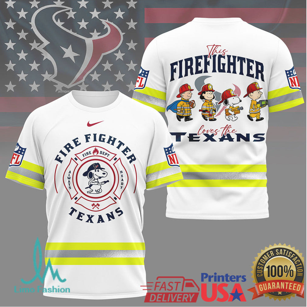 Houston Texans Firefighter Snoopy Peanuts Always Ready NFL T Shirt - Limotees LLC