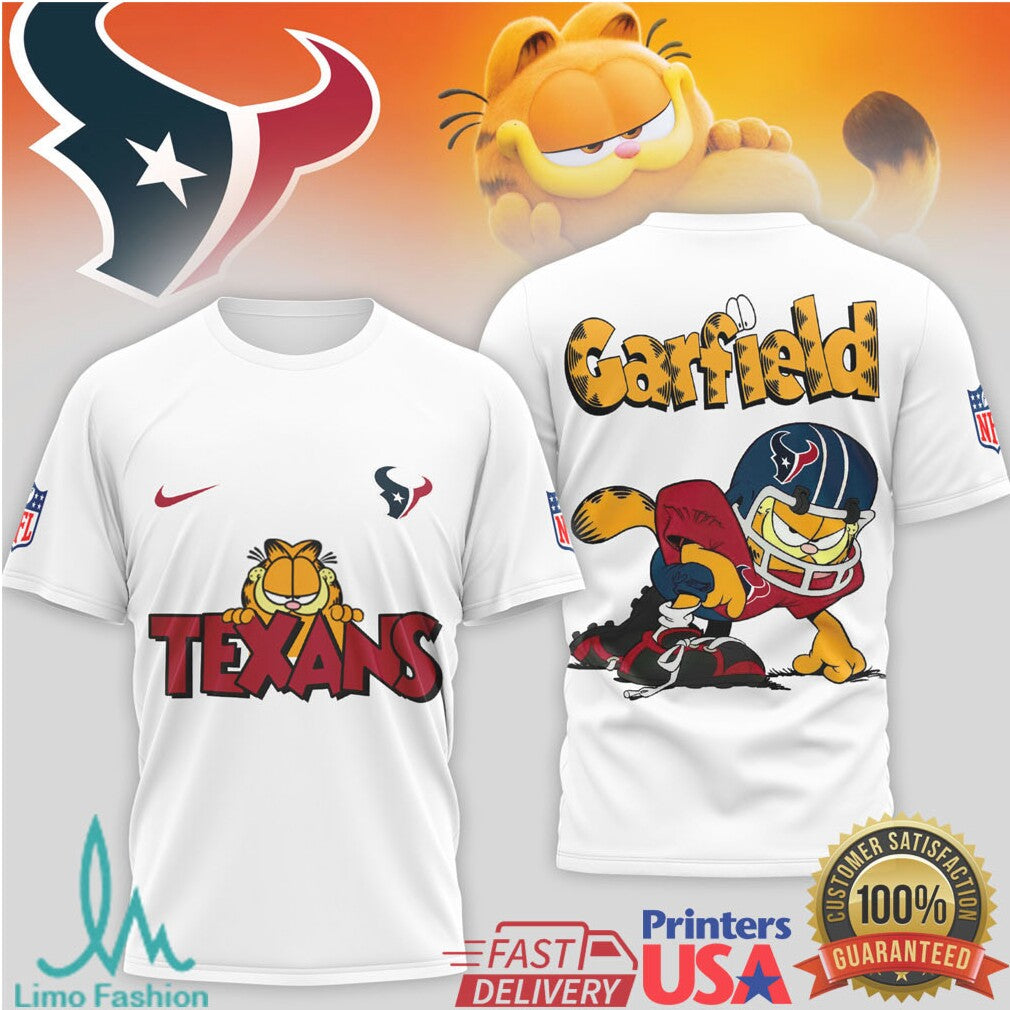 Houston Texans Garfield Character Fan Art Sports T shirt - Limotees LLC