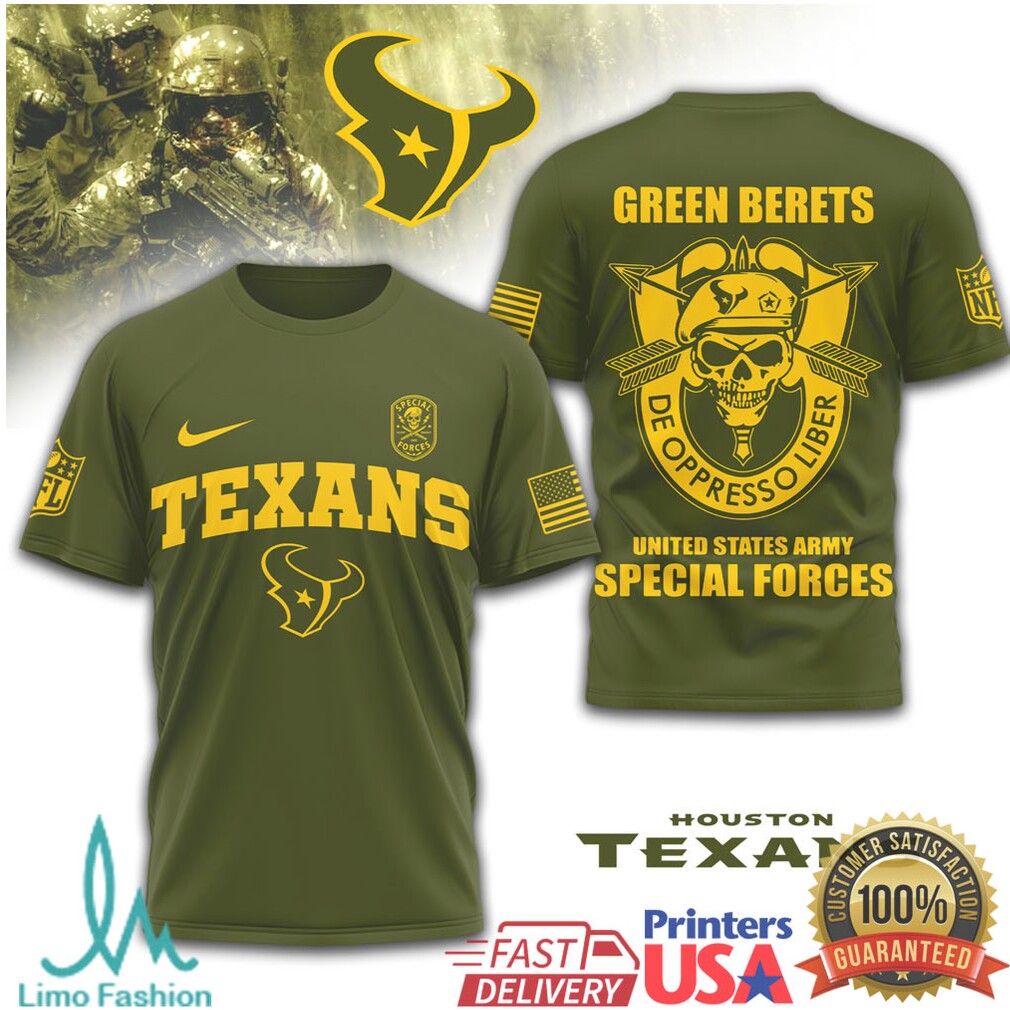 Houston Texans Green Berets Special Forces Military Olive T Shirt - Limotees LLC