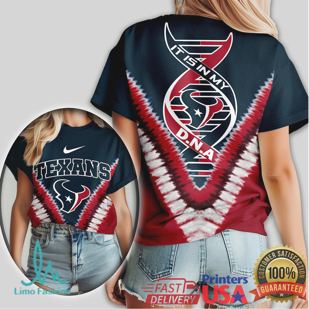 Houston Texans It Is In My DNA Team Logo Navy & Red T Shirt - Limotees LLC