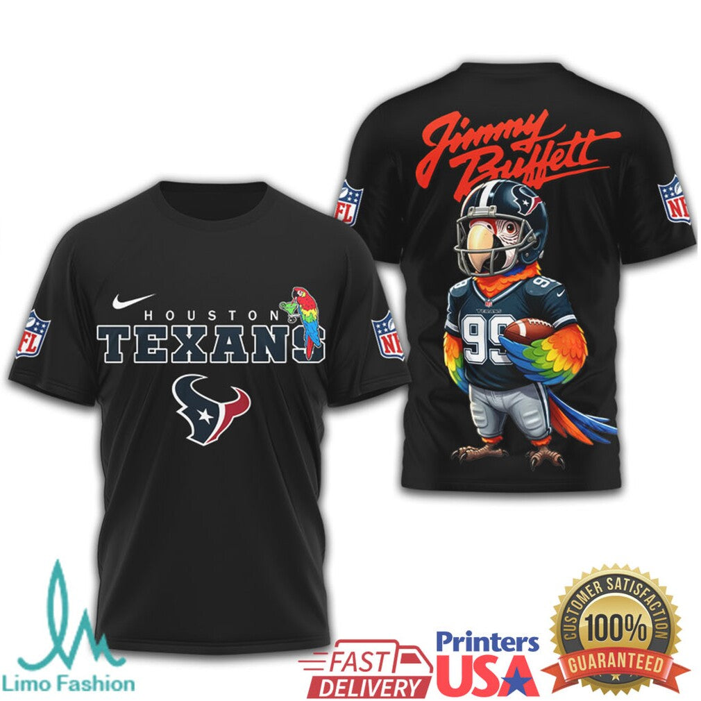 Houston Texans Jimmy Buffett Tropical Parrot Mascot Football Shirt - Limotees LLC