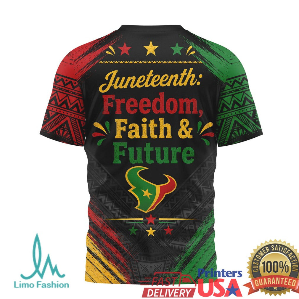 Houston Texans Juneteenth Freedom Faith Future Graphic T Shirt - Limotees LLC