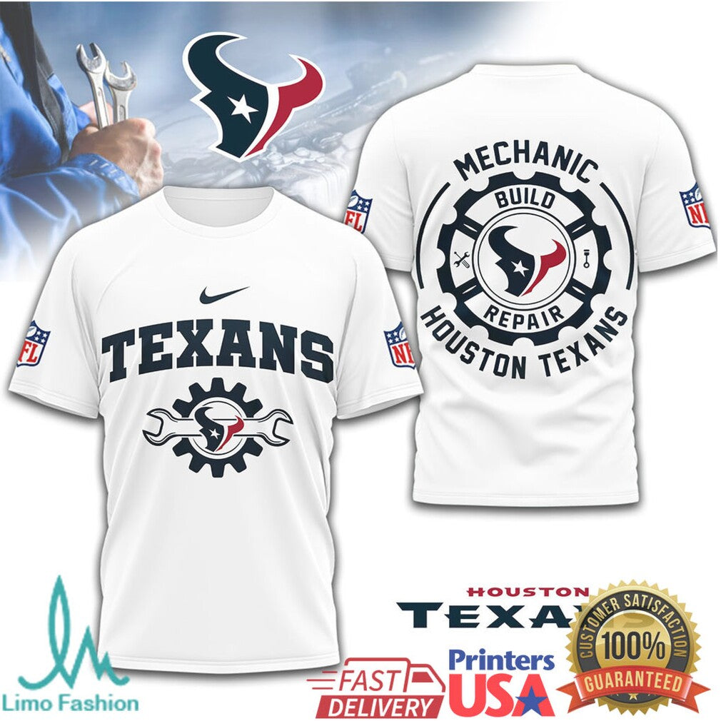 Houston Texans Mechanic Build Repair T Shirt - Limotees LLC