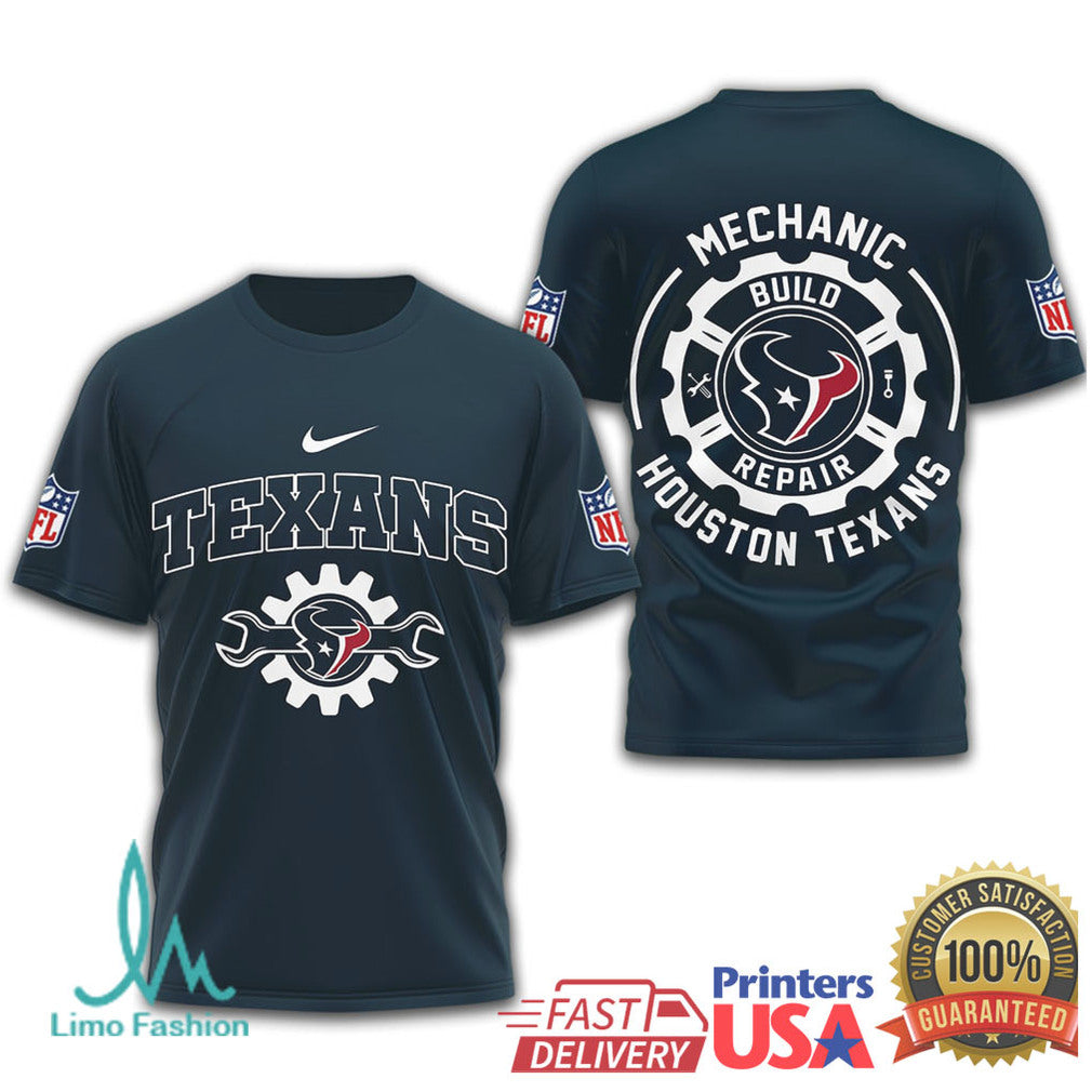 Houston Texans Mechanic Build Repair T Shirt - Limotees LLC