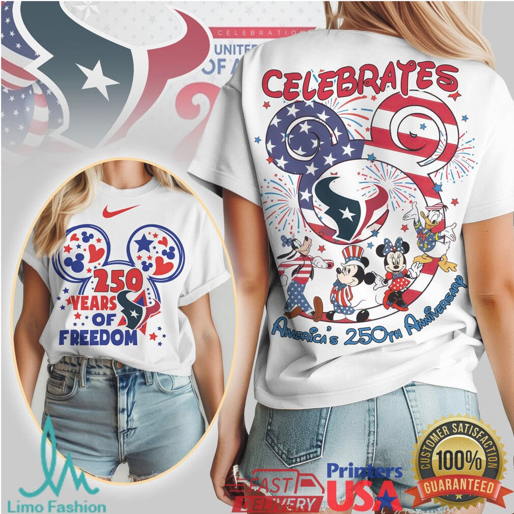 Houston Texans Mickey & Friends America's 250th Anniversary T Shirt - Limotees LLC
