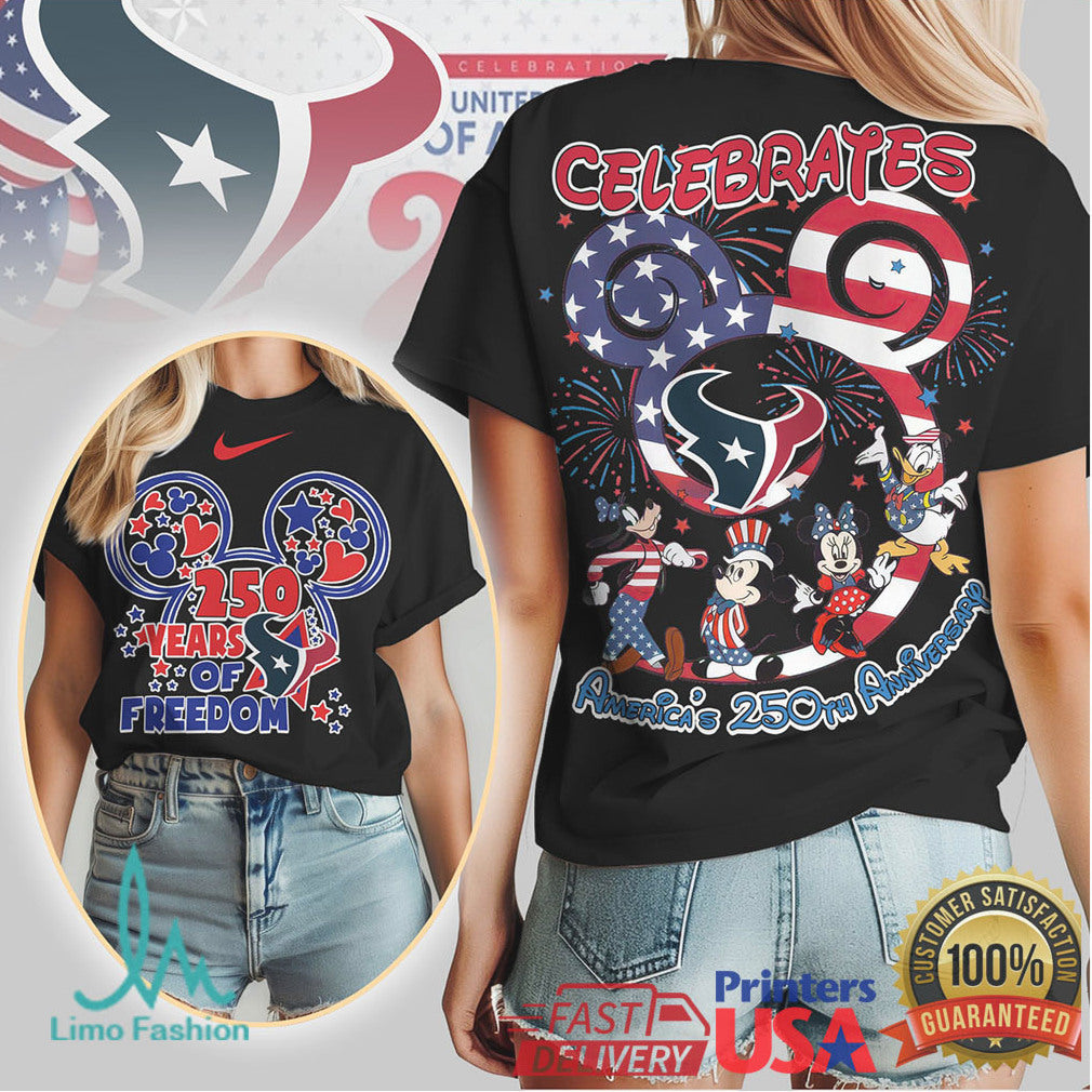 Houston Texans Mickey & Friends America's 250th Anniversary T Shirt - Limotees LLC
