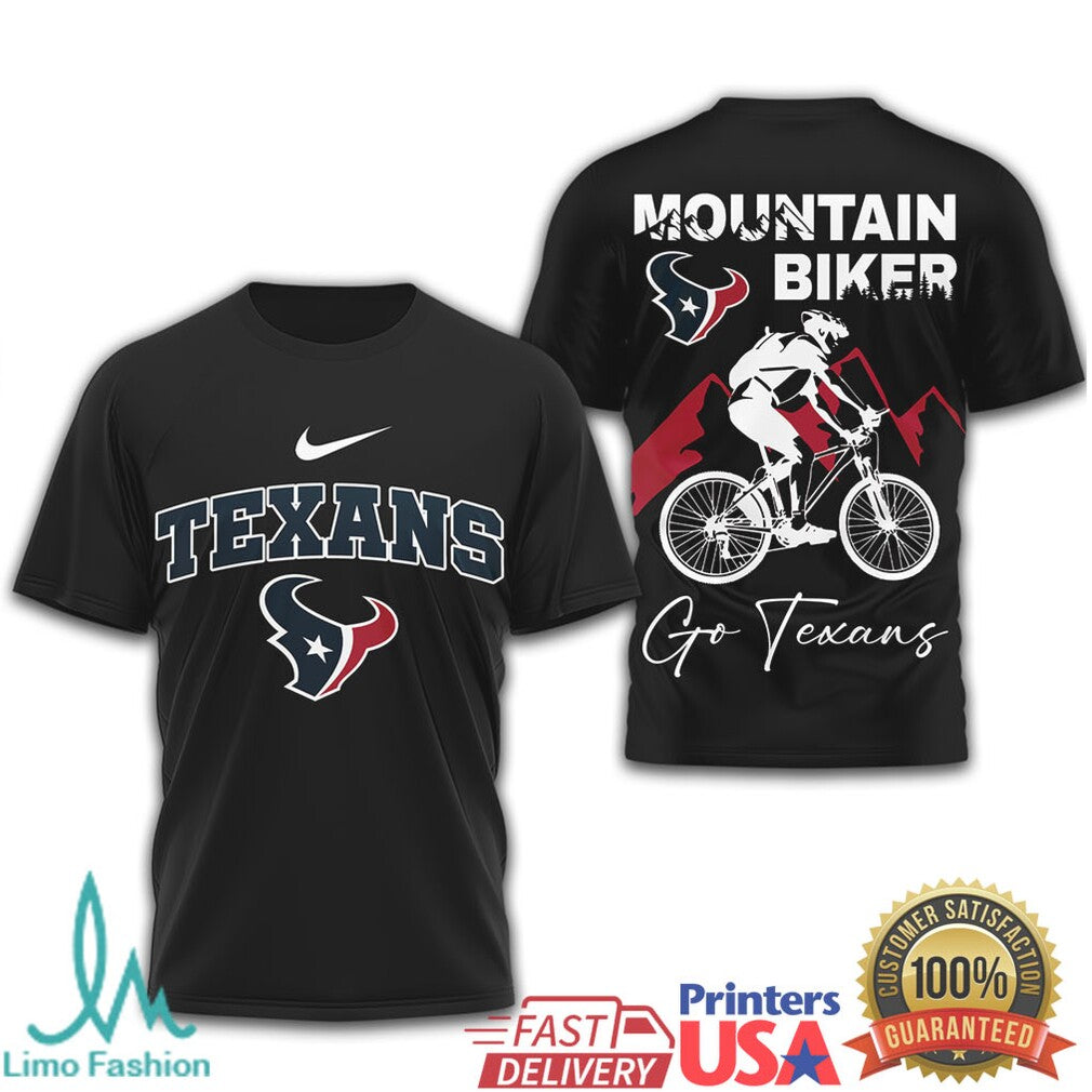 Houston Texans Mountain Biker Graphic T Shirt Go Texans Fan Gear - Limotees LLC