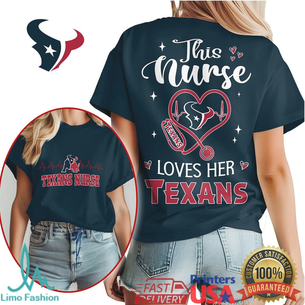 Houston Texans Nurse Heartbeat Stethoscope Fan Shirt - Limotees LLC