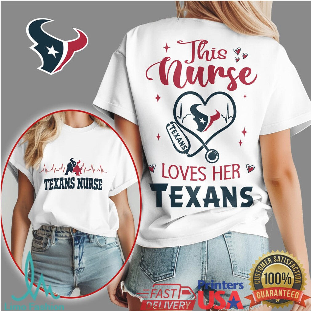 Houston Texans Nurse Heartbeat Stethoscope Fan Shirt - Limotees LLC