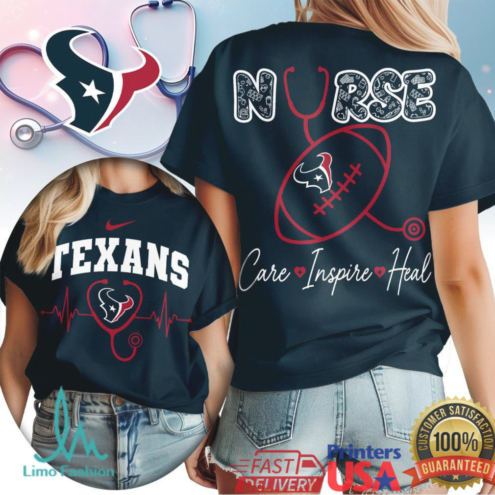 Houston Texans Nurse T Shirt Care Inspire Heal Stethoscope Football Graphic - Limotees LLC