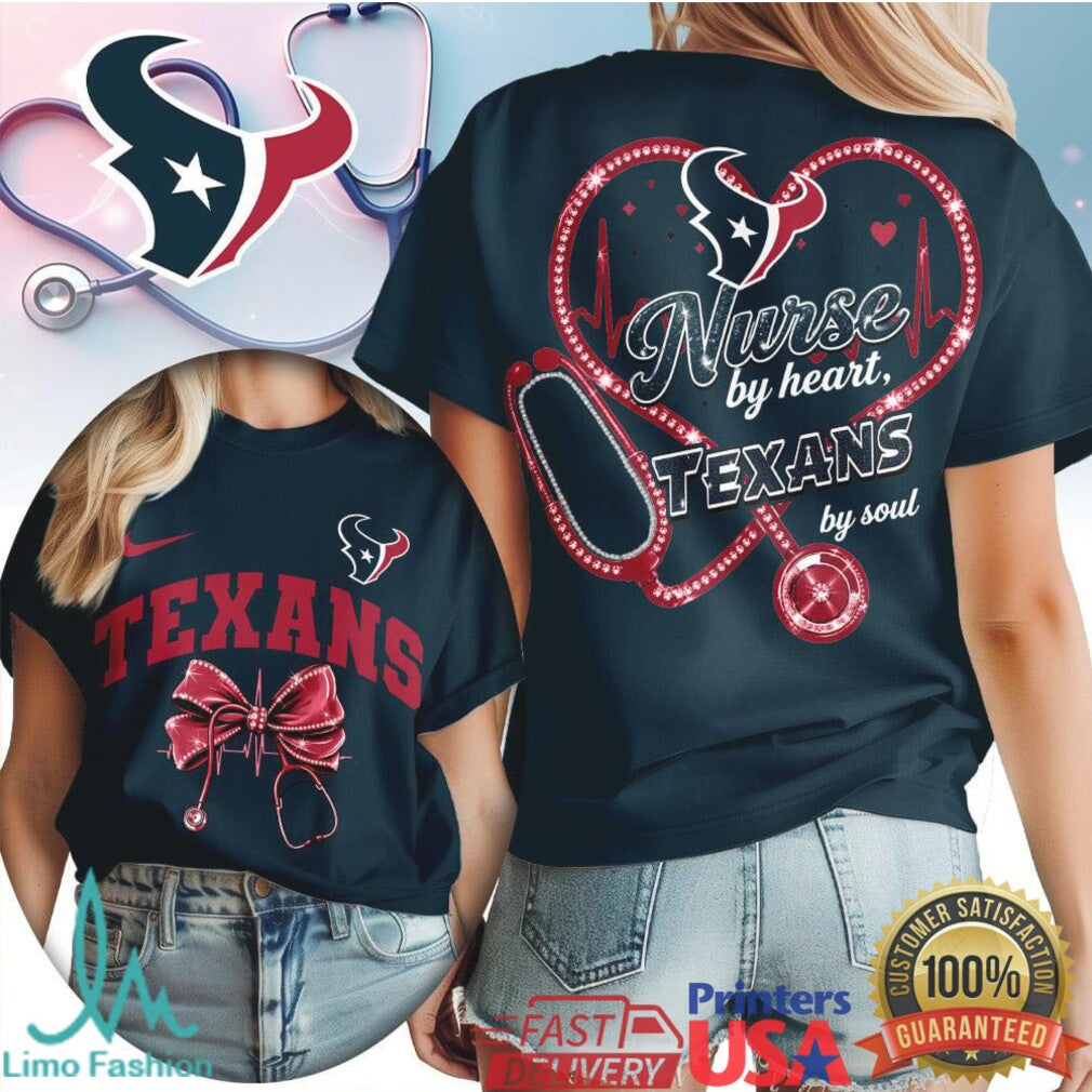 Houston Texans Nurse by Heart T Shirt Personalized Nursing Student Game Day T Shirt - Limotees LLC