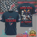 Houston Texans Official Bad Bunny NFL Road To Super Bowl 3D Shirt