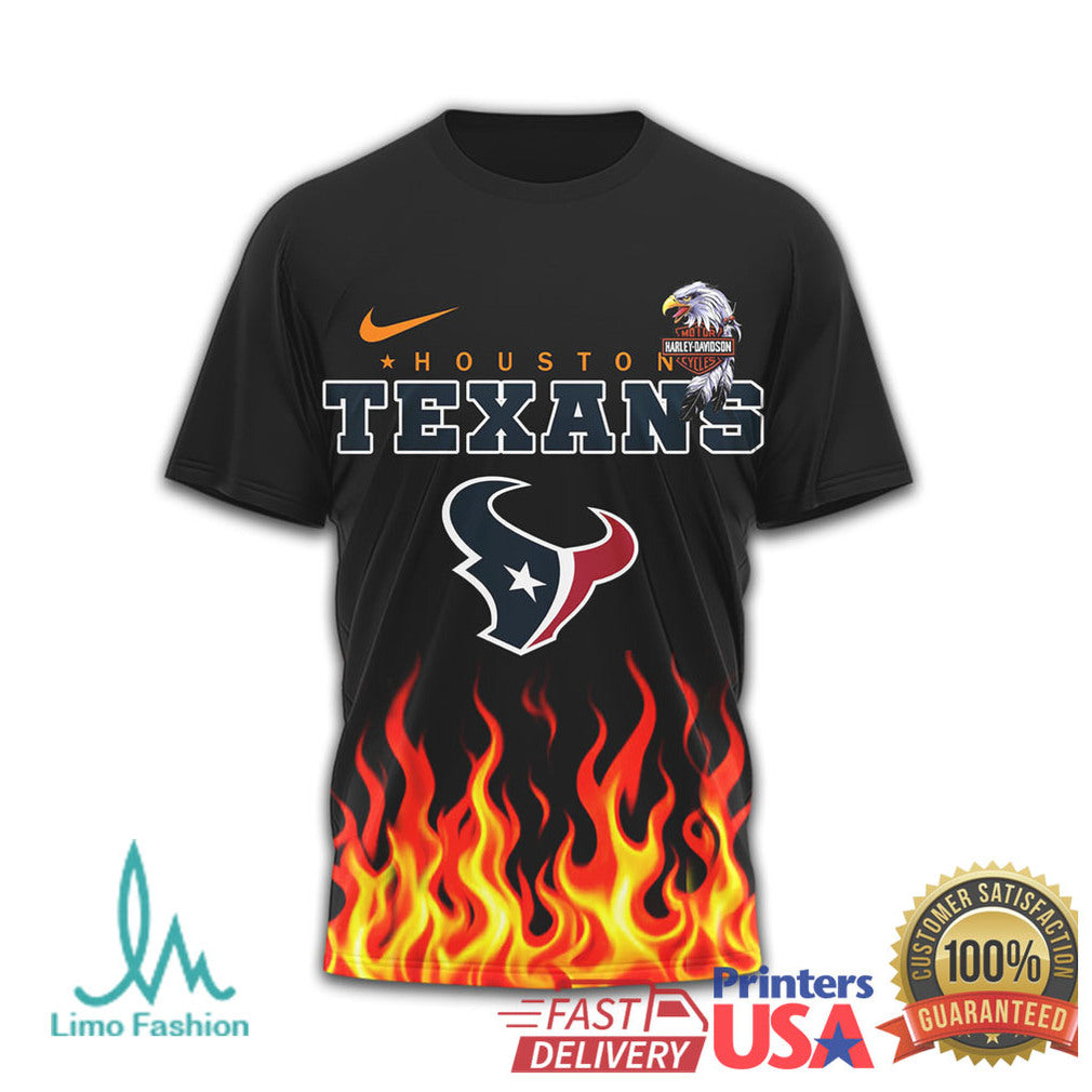 Houston Texans Official NFL Eagle Harley Davidson 3D Shirt - Limotees LLC