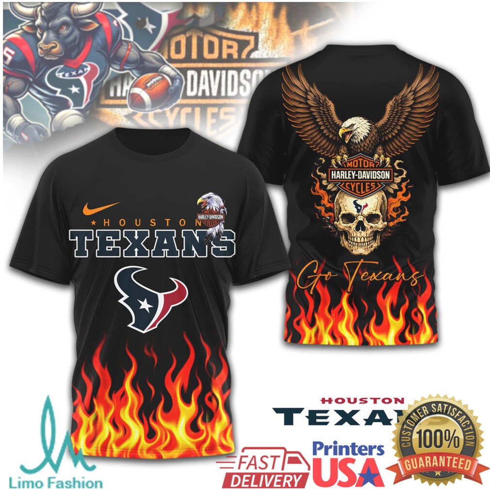 Houston Texans Official NFL Eagle Harley Davidson 3D Shirt - Limotees LLC