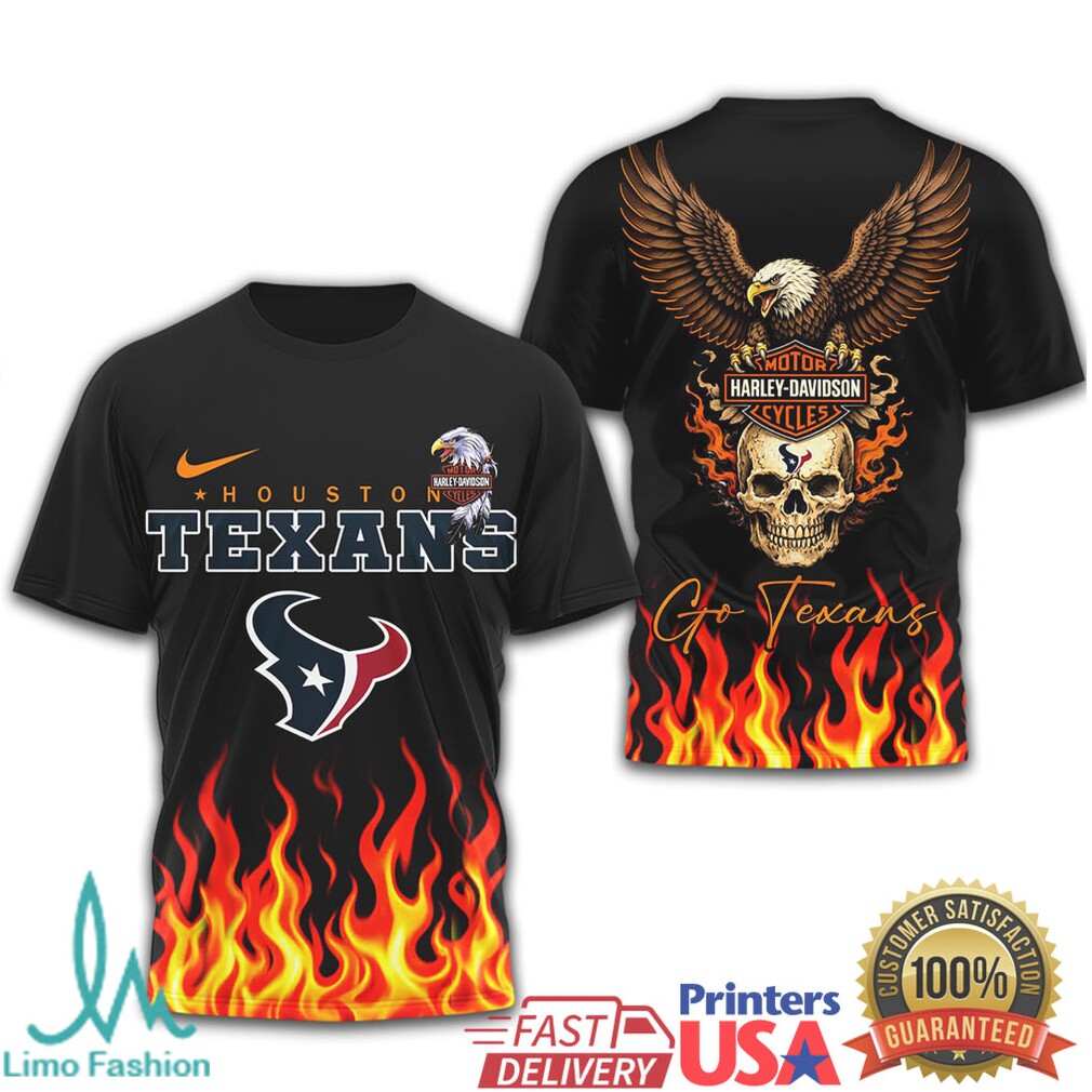 Houston Texans Official NFL Eagle Harley Davidson 3D Shirt - Limotees LLC