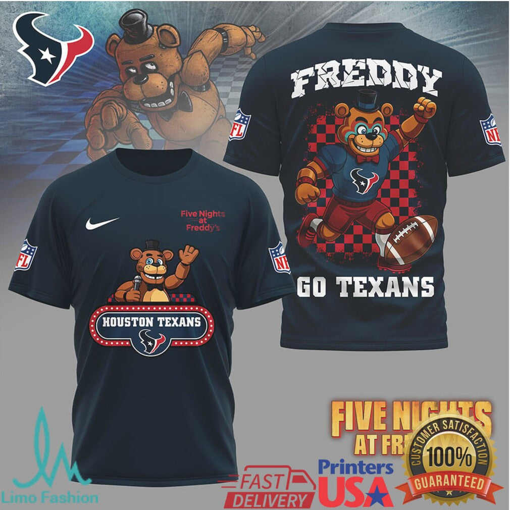Houston Texans Official NFL Five Nights at Freddy's 3D Shirt - Limotees LLC