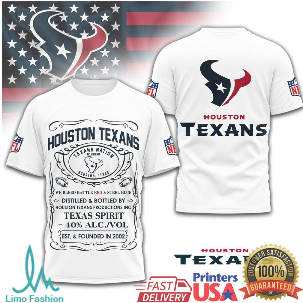 Houston Texans Official NFL Whiskey 3D Shirt - Limotees LLC