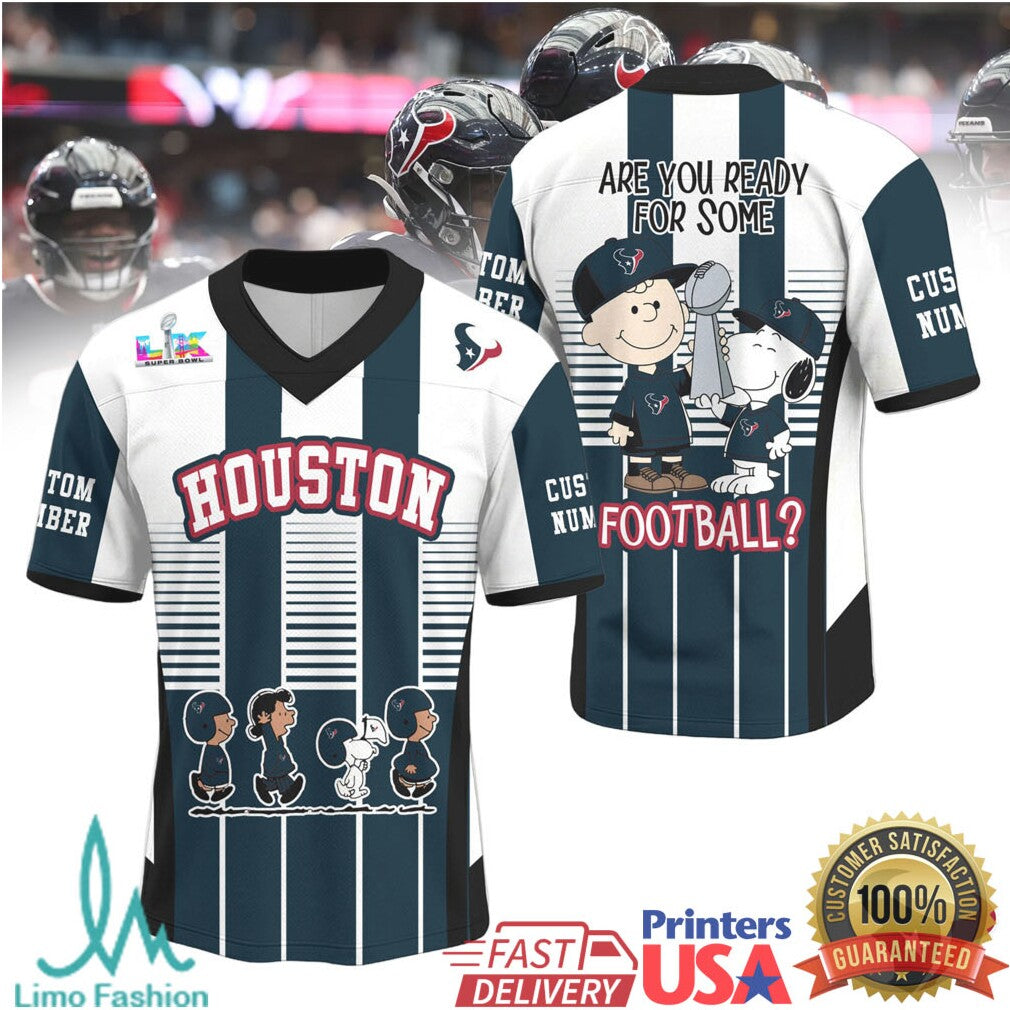 Houston Texans Peanuts Charlie Brown Snoopy Football Jersey - Limotees LLC
