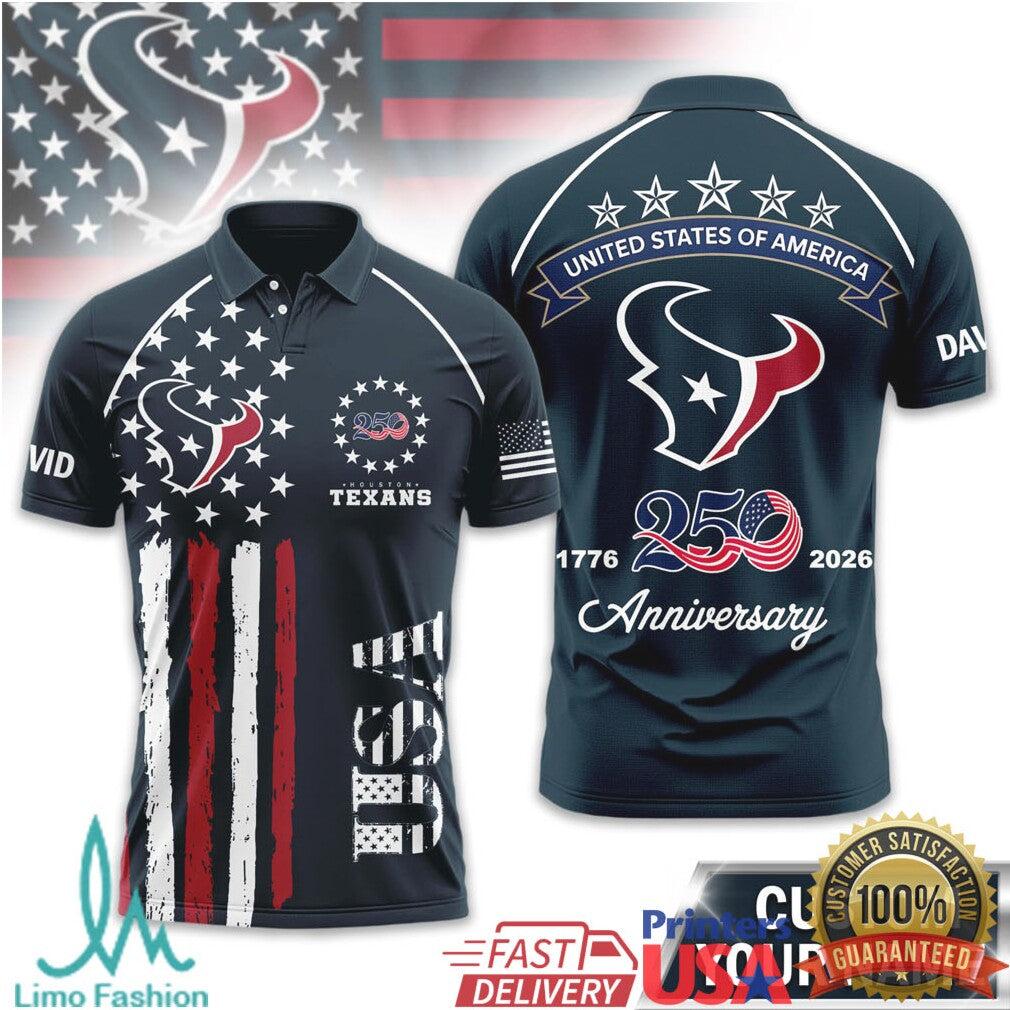 Houston Texans Personalized 250 Years USA Anniversary 1776 2026 - Limotees LLC