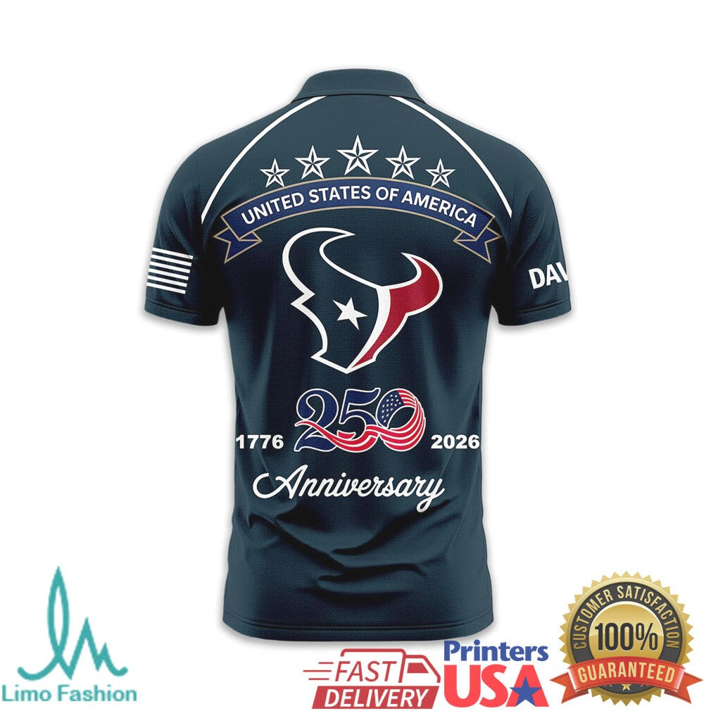 Houston Texans Personalized 250 Years USA Anniversary 1776 2026 - Limotees LLC