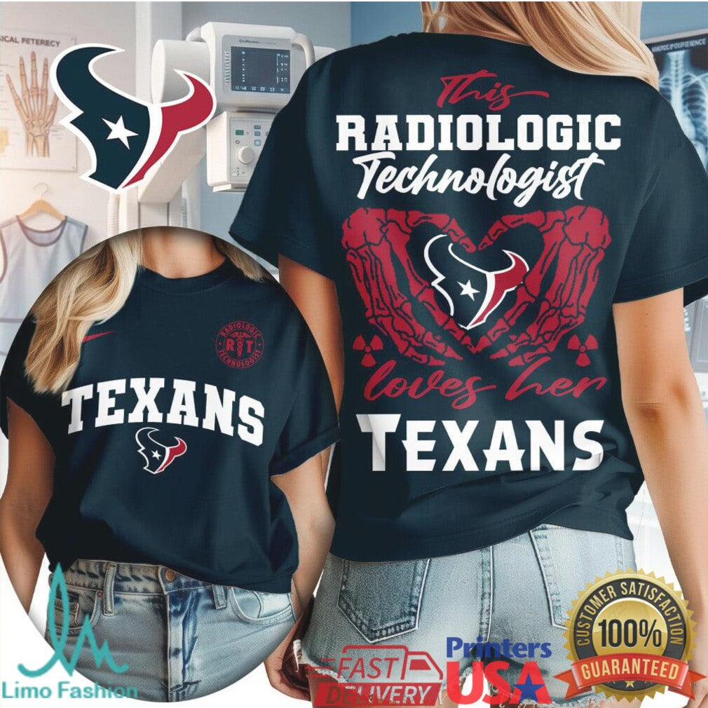 Houston Texans Radiologic Technologist T Shirt Rad Tech Skeleton Heart Texans Fan Gear - Limotees LLC