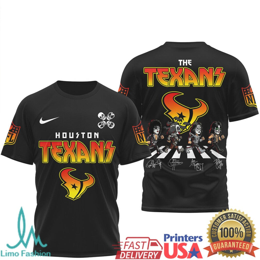 Houston Texans Rock Band Mashup T Shirt Vintage NFL Fan T Shirt - Limotees LLC
