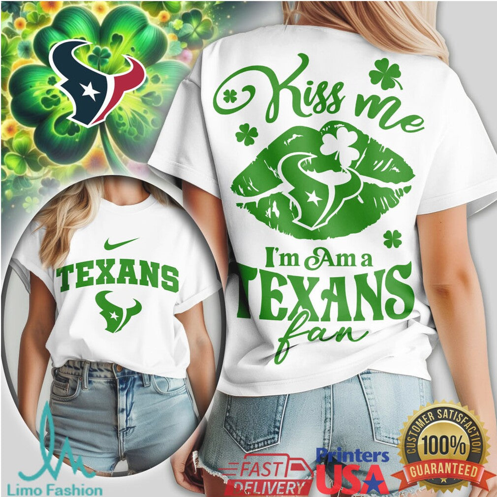 Houston Texans St. Patrick'S Day Lucky Clover Fan Tshirt - Limotees LLC