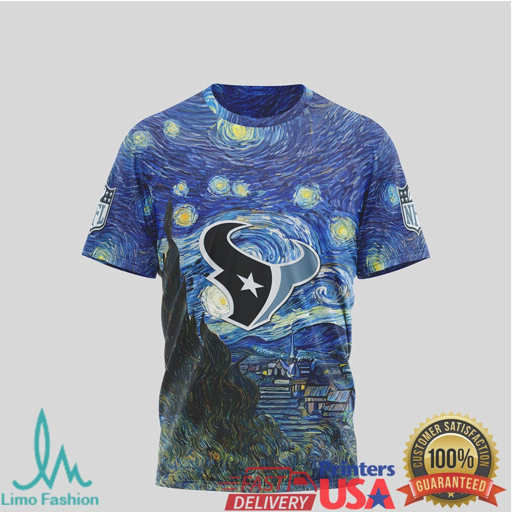 Houston Texans Starry Night Vincent Van Gogh Nfl Tshirt - Limotees LLC