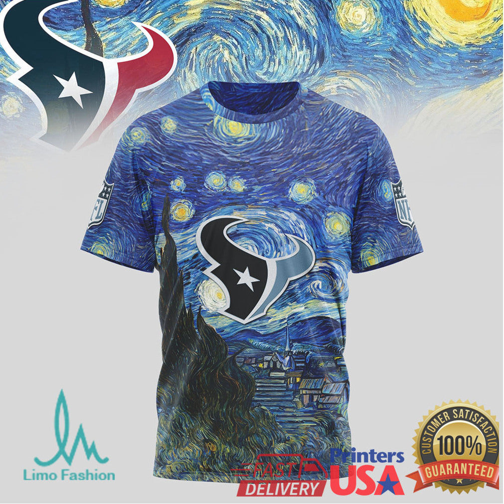 Houston Texans Starry Night Vincent Van Gogh Nfl Tshirt - Limotees LLC