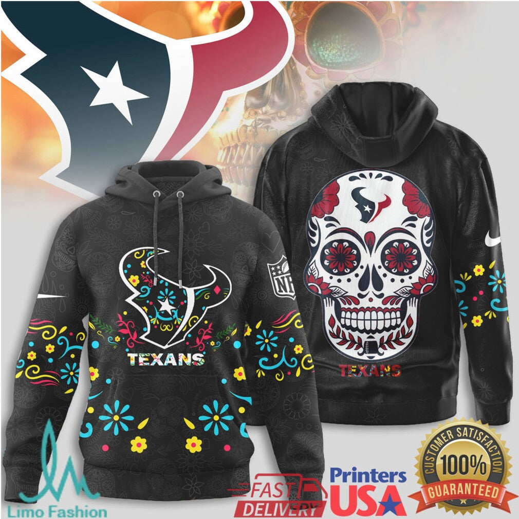 Houston Texans Sugar Skull T Shirt NFL Day of the Dead Mexican Folk Art