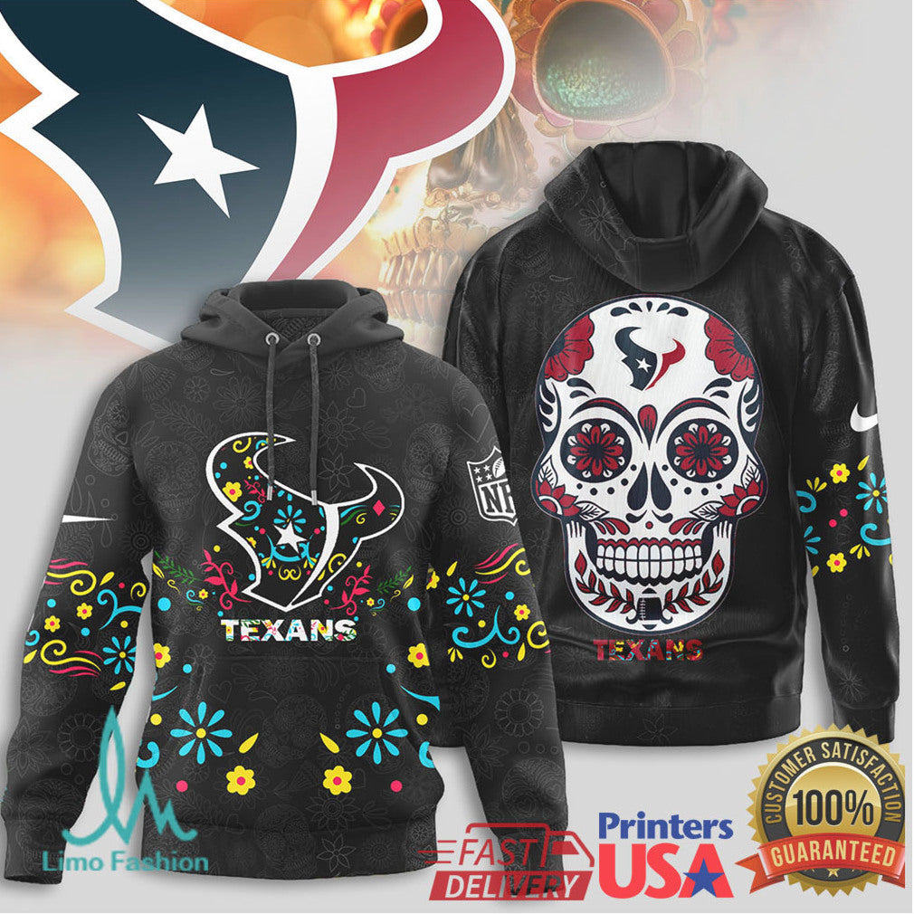Houston Texans Sugar Skull T Shirt NFL Day of the Dead Mexican Folk Art