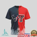 Houston Texans & Texas Tech Red Raiders Split Logo T Shirt Texas Dual Fan Apparel - Limotees LLC