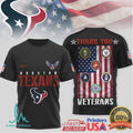 Houston Texans Thank You Veterans Military Appreciation Black T Shirt - Limotees LLC