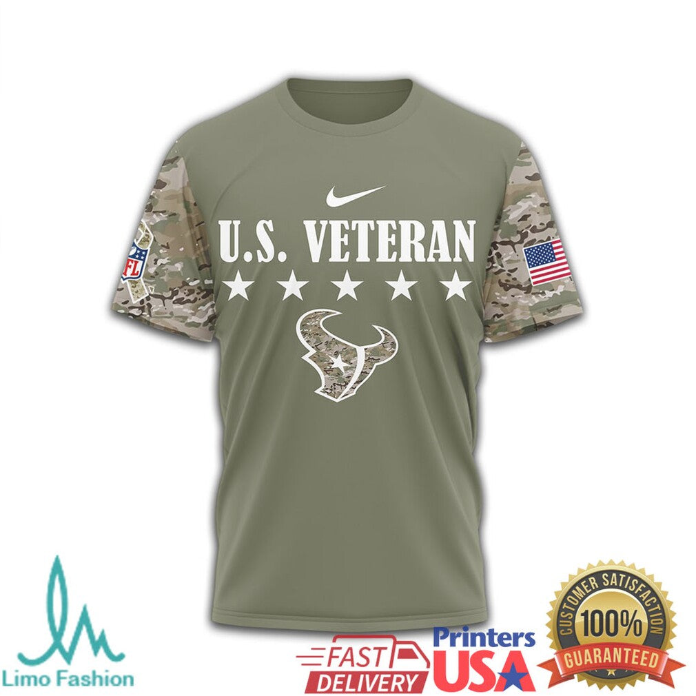 Houston Texans U.S. Veteran Salute To Service Military Camo Performance T Shirt - Limotees LLC