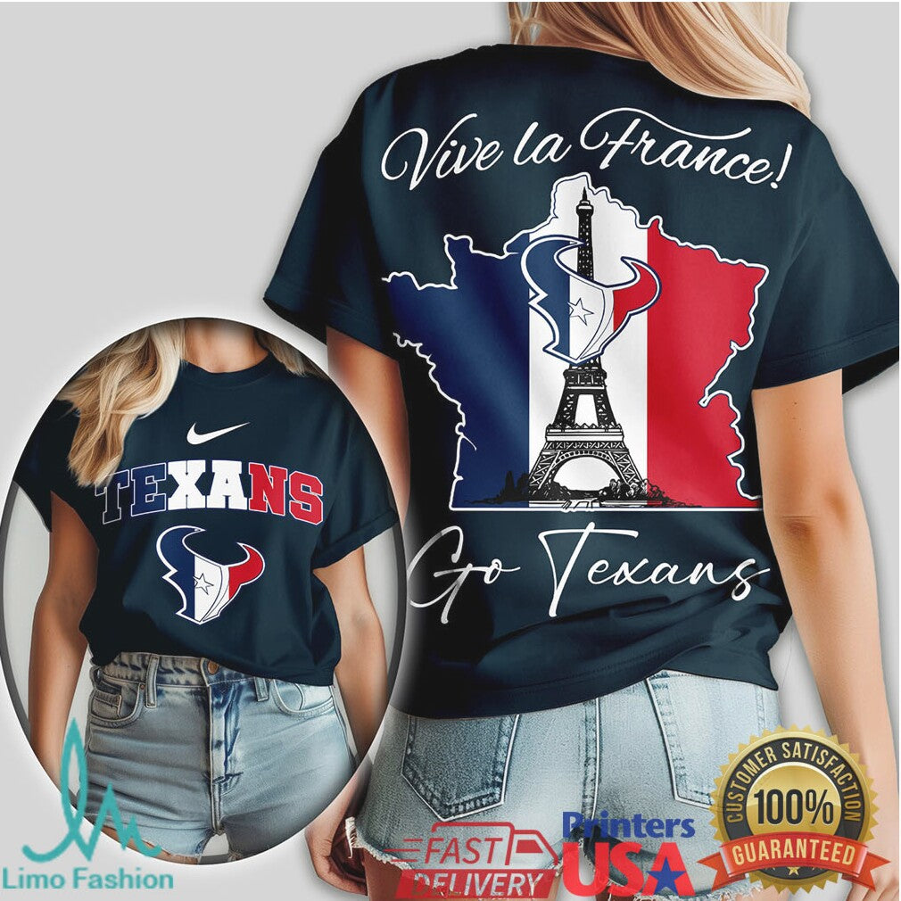 Houston Texans Vive la France Paris Eiffel Tower NFL T Shirt - Limotees LLC