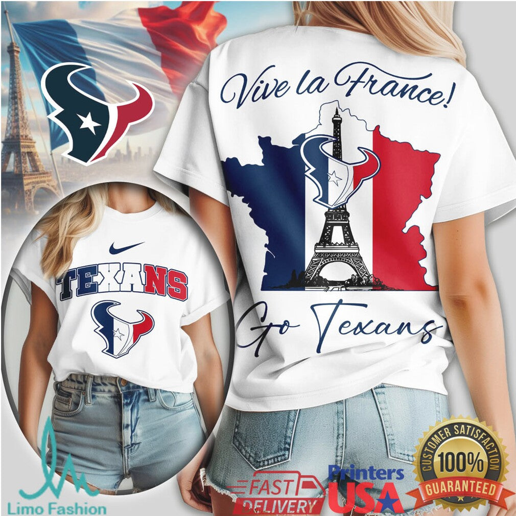Houston Texans Vive la France Paris Eiffel Tower NFL T Shirt - Limotees LLC