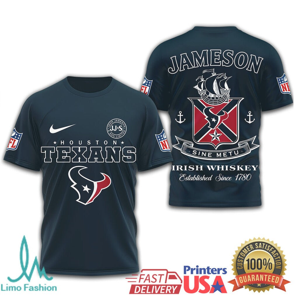 Houston Texans x Jameson Irish Whiskey Sine Metu Graphic T Shirt - Limotees LLC