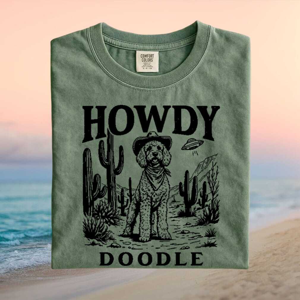 Howdy Doodle Western Cowboy UFO Desert Sage Green T Shirt - Limotees LLC