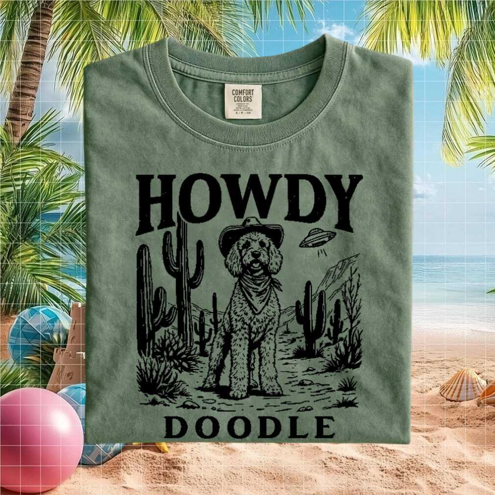Howdy Doodle Western Cowboy UFO Desert Sage Green T Shirt - Limotees LLC