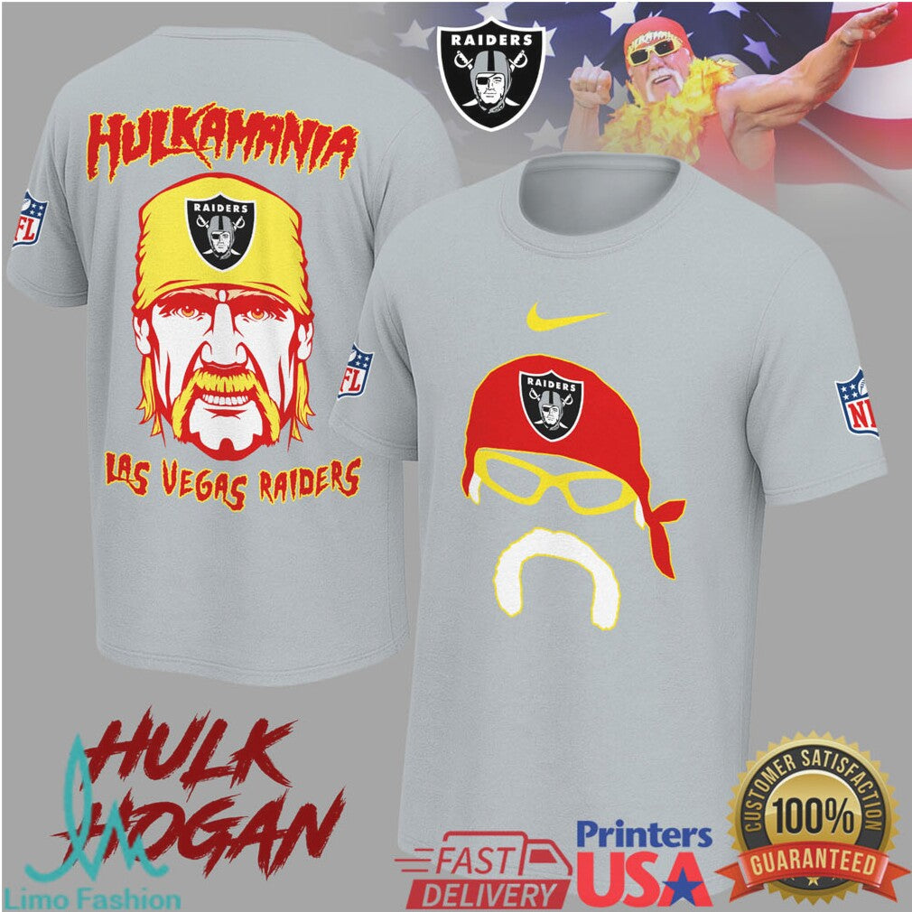 Hulk Hogan Hulkamania Las Vegas Raiders NFL Mashup T Shirt - Limotees LLC