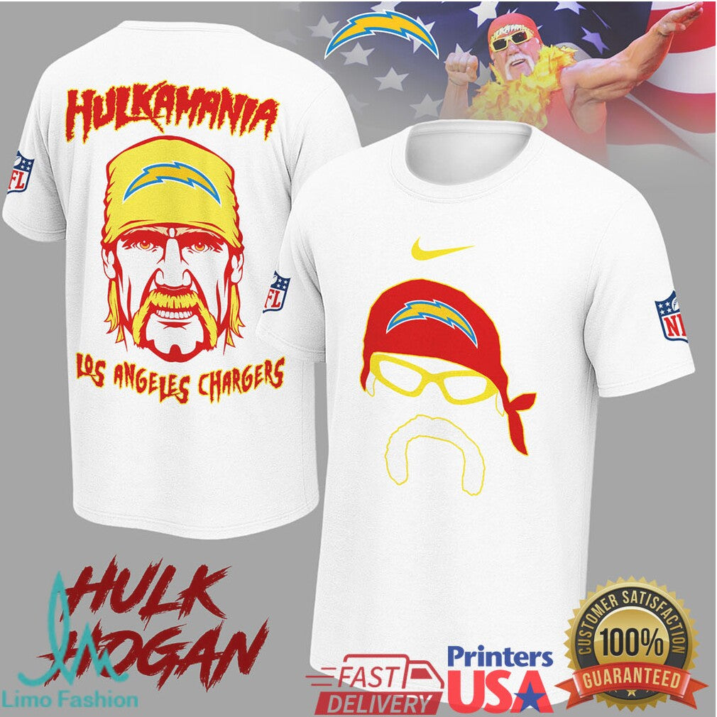Hulk Hogan Hulkamania Los Angeles Chargers NFL Mashup T Shirt - Limotees LLC