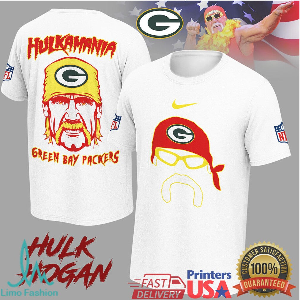 Hulk Hogan Hulkamania x Green Bay Packers Graphic Sports T Shirt - Limotees LLC
