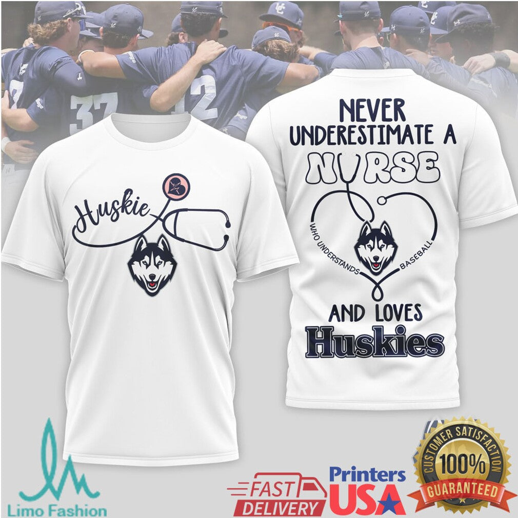 Huskies Baseball Nurse T Shirt Never Underestimate A Nurse Fan Gift - Limotees LLC
