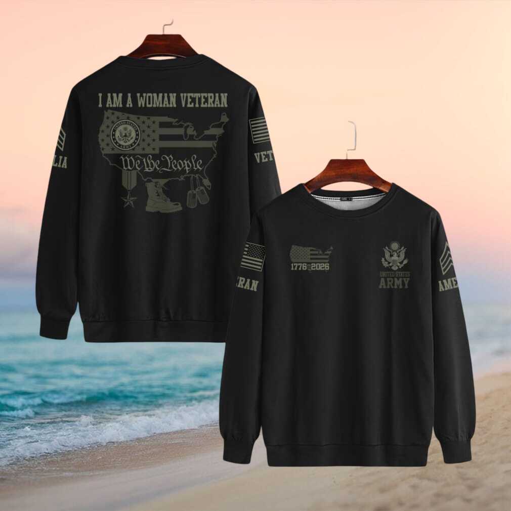 I Am A Woman Veteran We The People 1776 2026 US Army Black T Shirt - Limotees LLC