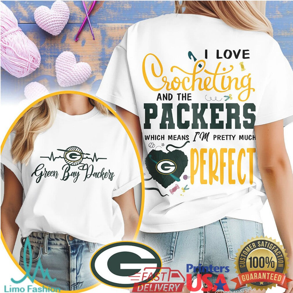I Love Crocheting and the Green Bay Packers T Shirt Football & Crafting - Limotees LLC